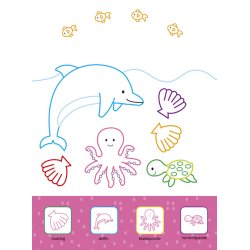 Malebog med dyrene i havet m. klistermrker 2-4 r